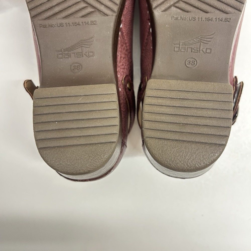 Dansko Berry Milled Burnished Slip On Leather Clogs Mules Size 38 US 7.5-8 - Picture 13 of 13